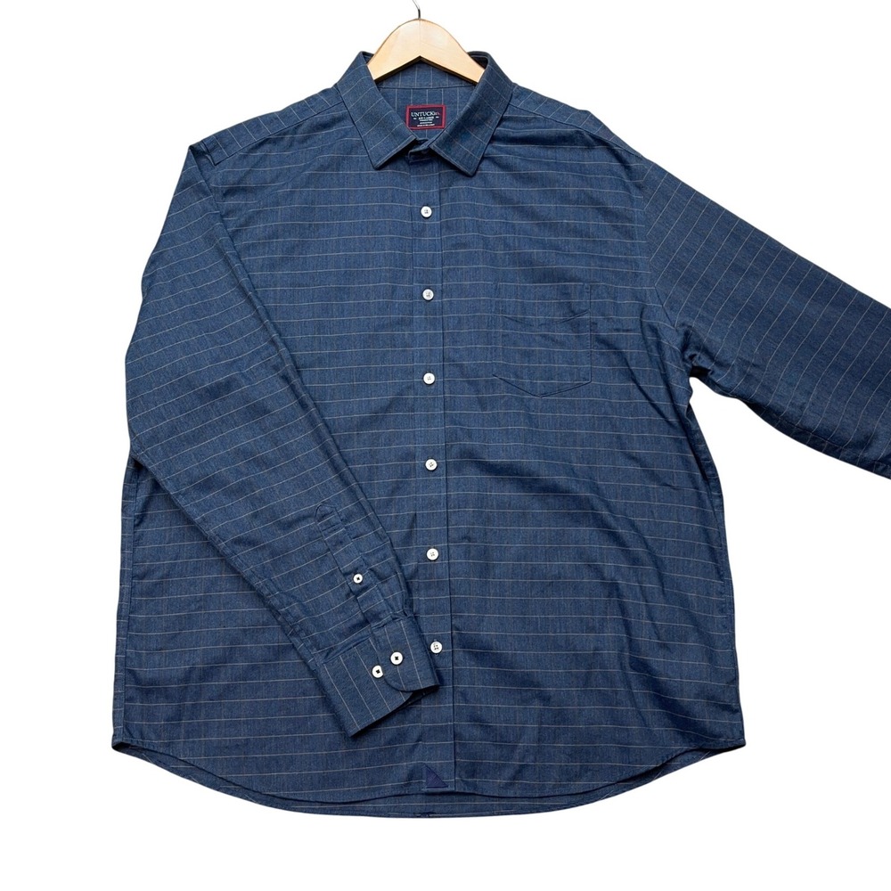 UNTUCKit Button Down Mens XXL Blue Windowpane Long Sleeve Pocket Twill Classic